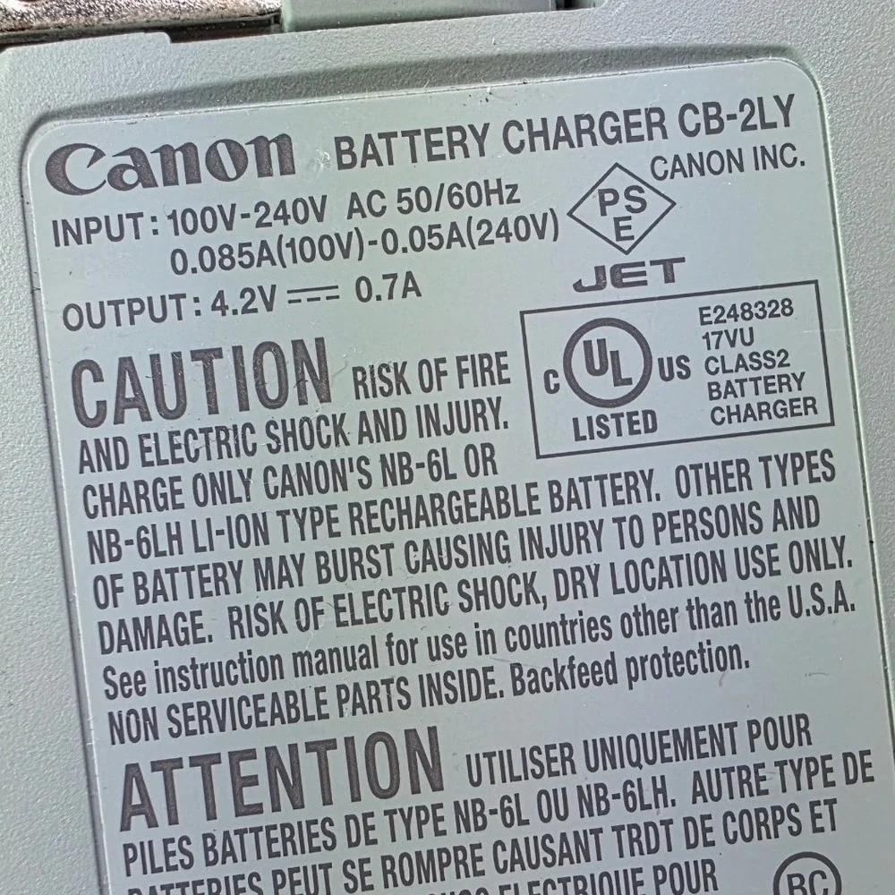 Canon CB-2LY Battery Charger for NB-6L NB-6LH PowerShot Digital Cameras Grey S2